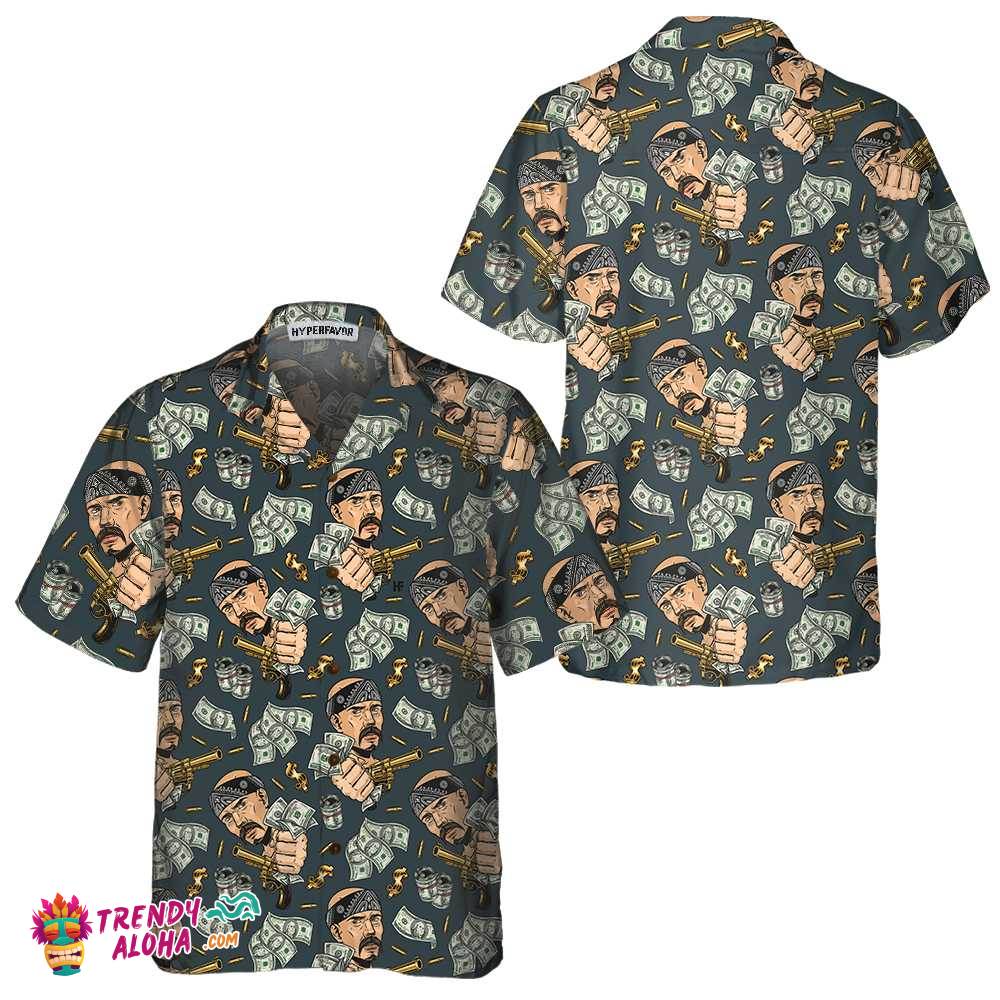 Dollar Bill And Gun Hawaiian Shirt, Dollar Hawaiian Shirt For Men, Cool Money Shirt Gift For Guys