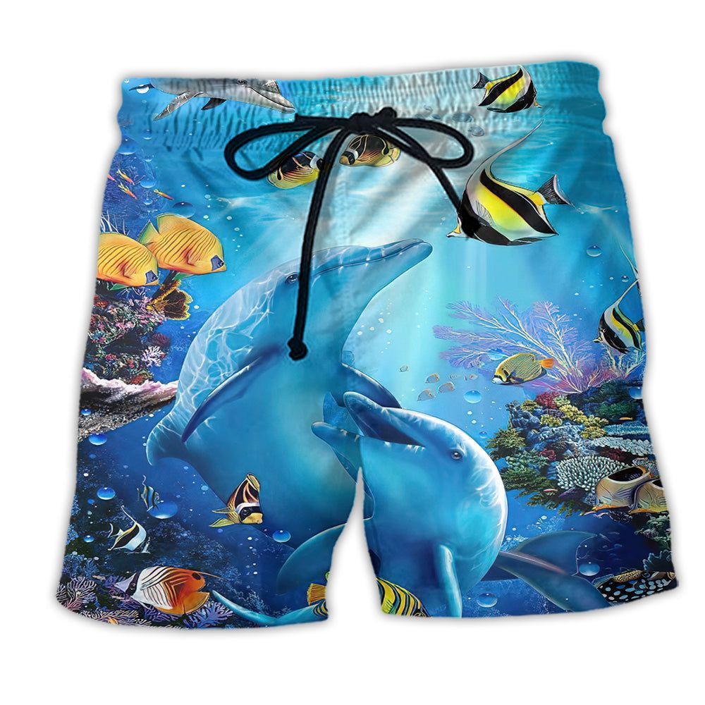 Dolphin Amazing Dolphin In The Ocean Trendy Aloha Hawaiian Beach Shorts