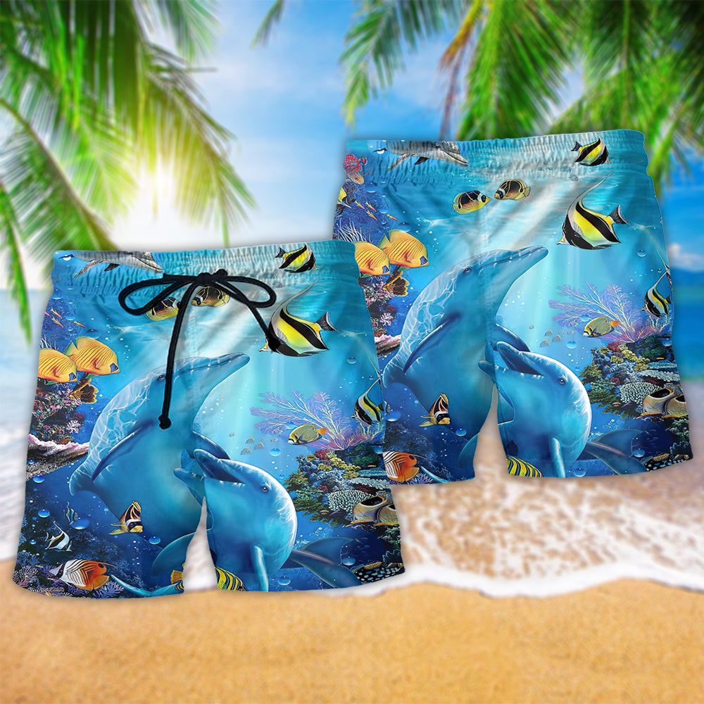 Dolphin Amazing Dolphin In The Ocean Trendy Aloha Hawaiian Beach Shorts