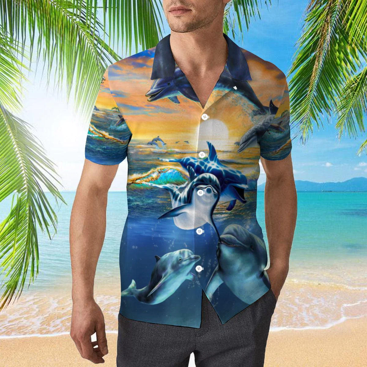 Dolphin Deep Sea Trendy Hawaiian Shirt