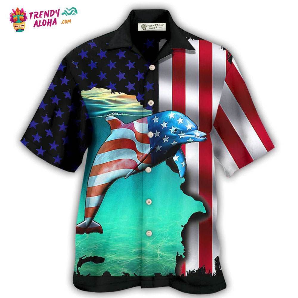 Dolphin Independence Day Hawaiian Shirt – Trendy Aloha Dolphin Independence Day Hawaiian Shirt – Trendy Aloha