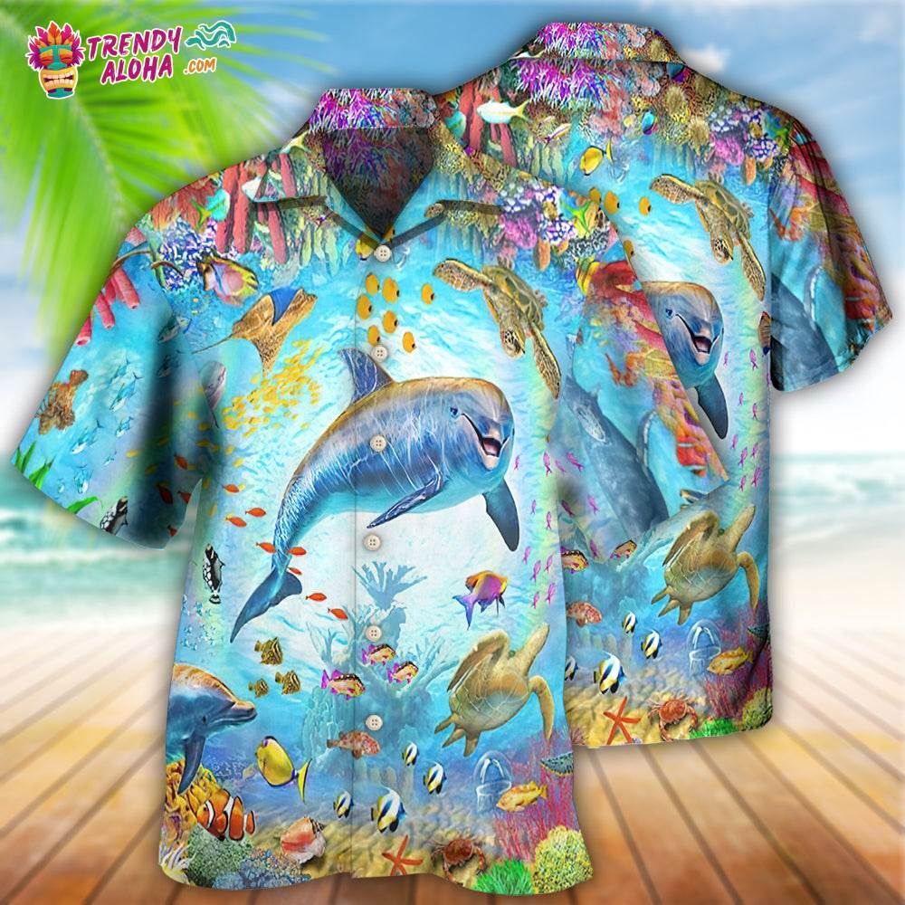Dolphin Life In The Beautiful Ocean Hawaiian Shirt – Trendy Aloha