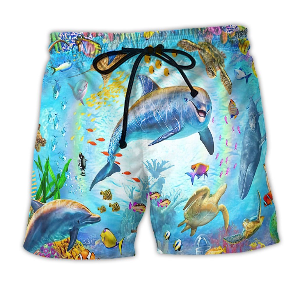 Dolphin Life In The Ocean World Cool Style Trendy Aloha Hawaiian Beach Shorts