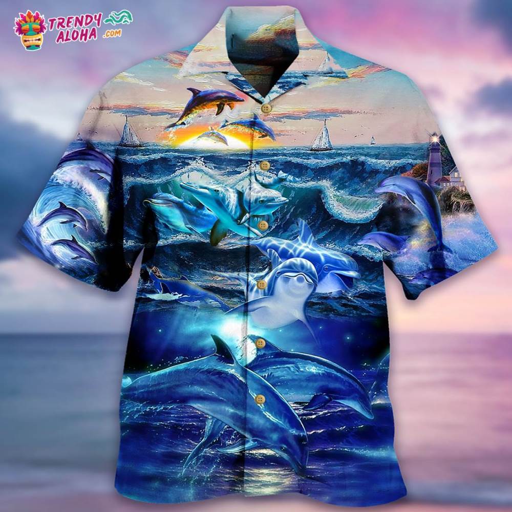 Dolphin Lovely Love Ocean Love Human Hawaiian Shirt – Trendy Aloha