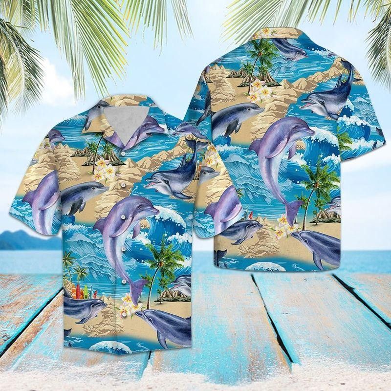 Dolphin Marine Dance on an Exquisite Hawaiian Shirt