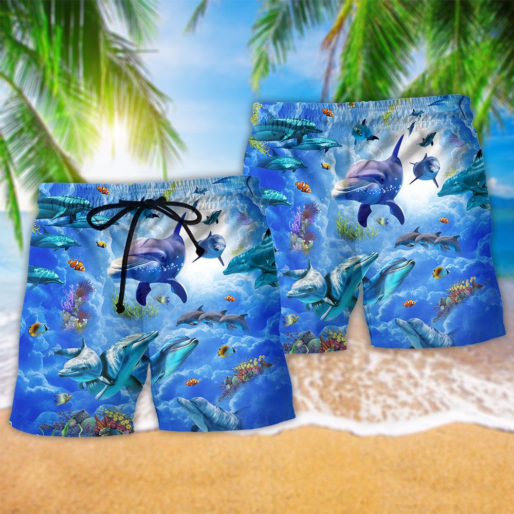 Dolphin My Spirit Animal Is A Dolphin Blue Trendy Aloha Hawaiian Beach Shorts
