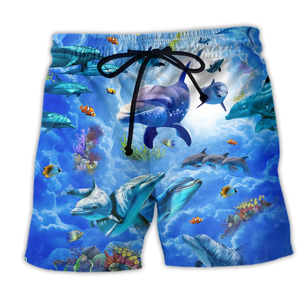 Dolphin My Spirit Animal Is A Dolphin Blue Trendy Aloha Hawaiian Beach Shorts