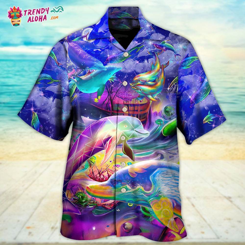 Dolphin Rainbow Jumping Into New World Hawaiian Shirt – Trendy Aloha