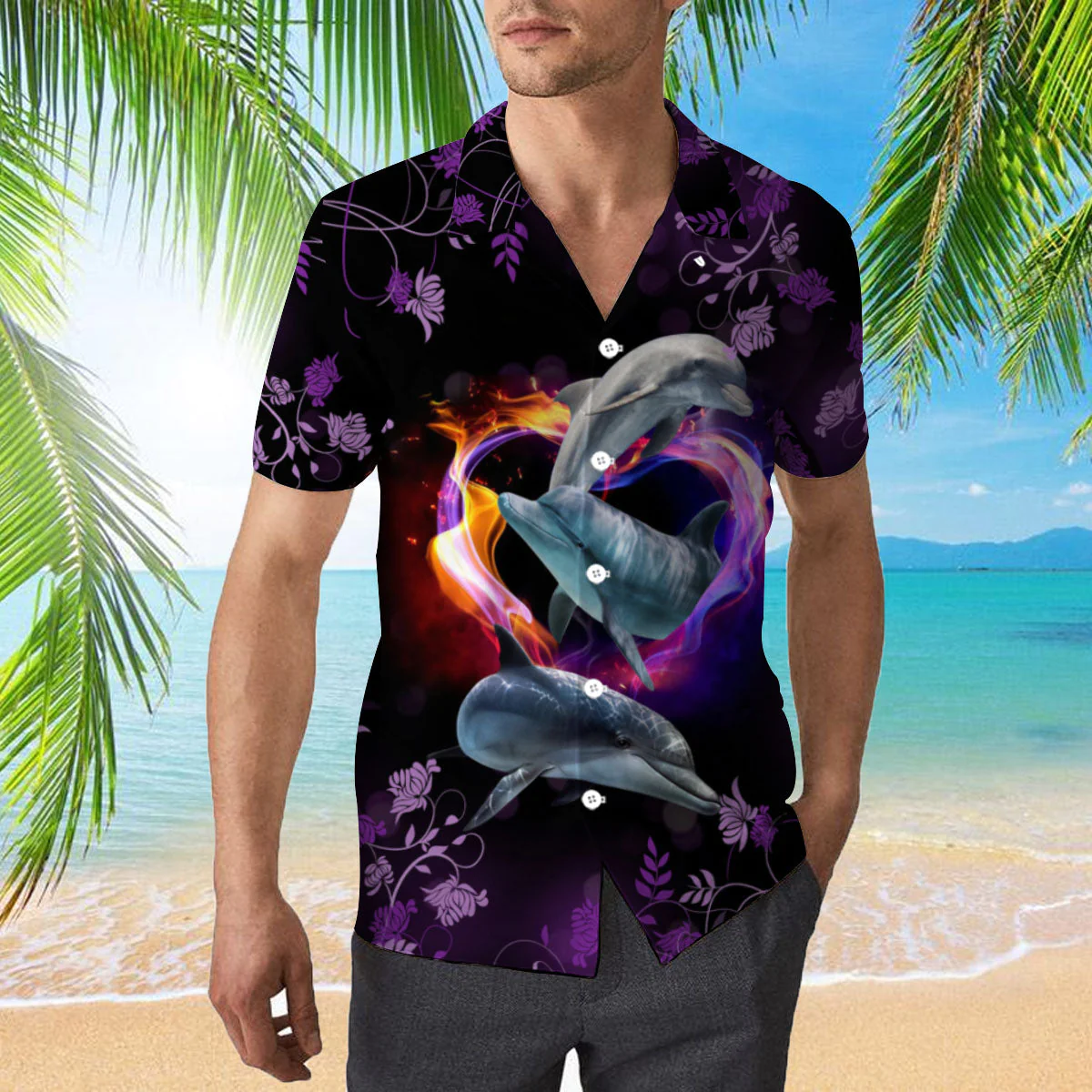 Dolphin Trendy Hawaiian Shirt  Aloha Shirt