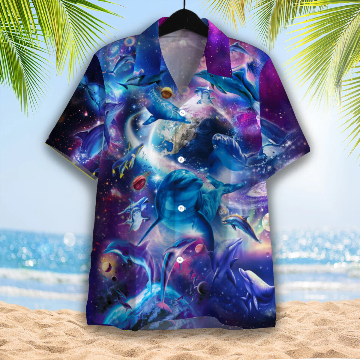 Dolphins Jump Into The Galaxy Hawaiian Shirt Aloha Shirt