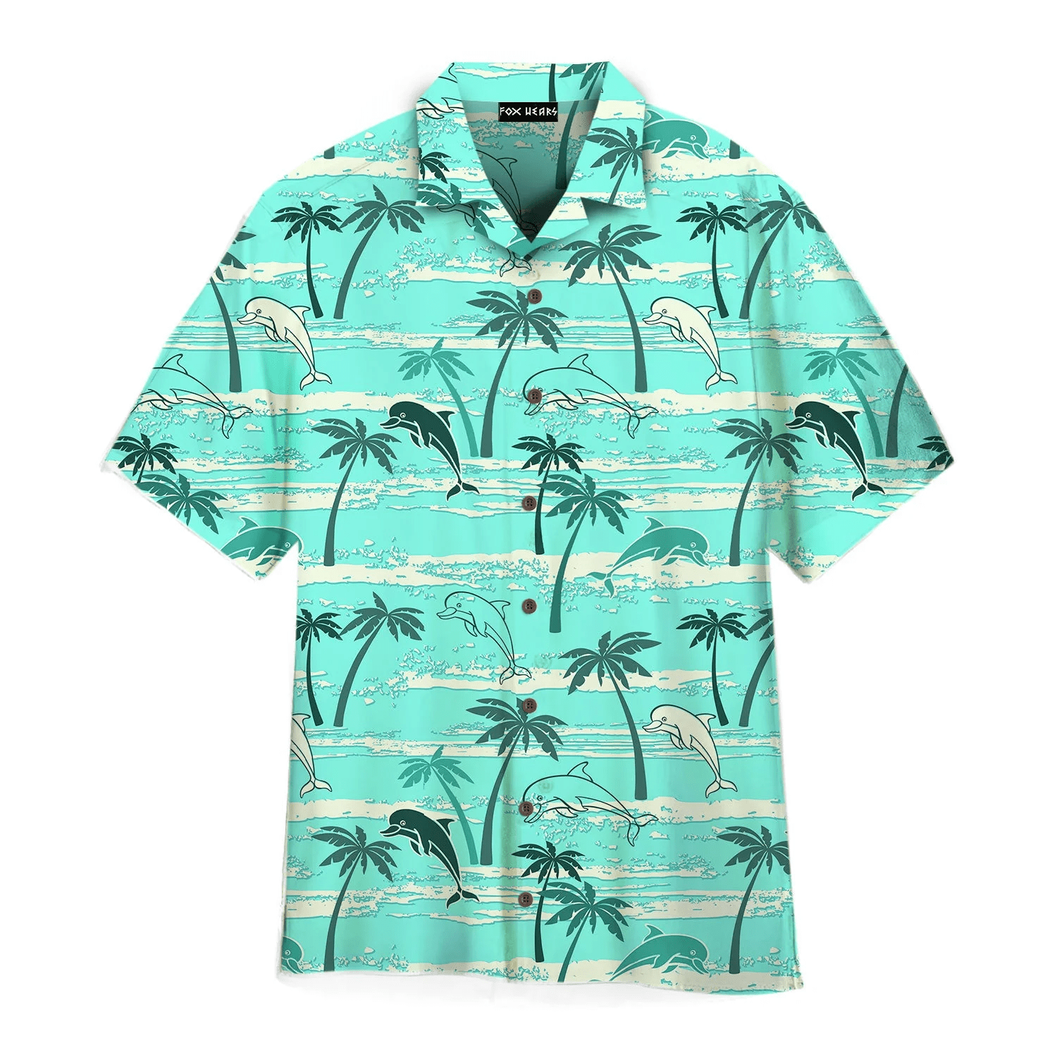 Dolphins Palm Trees Summer Trendy Hawaiian Shirt  Aloha Shirt