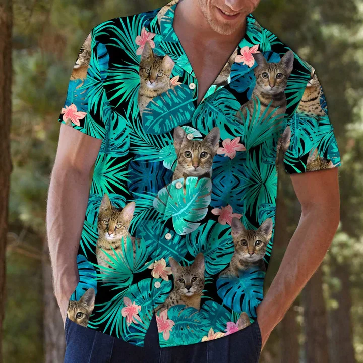 Domestic Cat Tropical Jungle Trendy Hawaiian Shirt