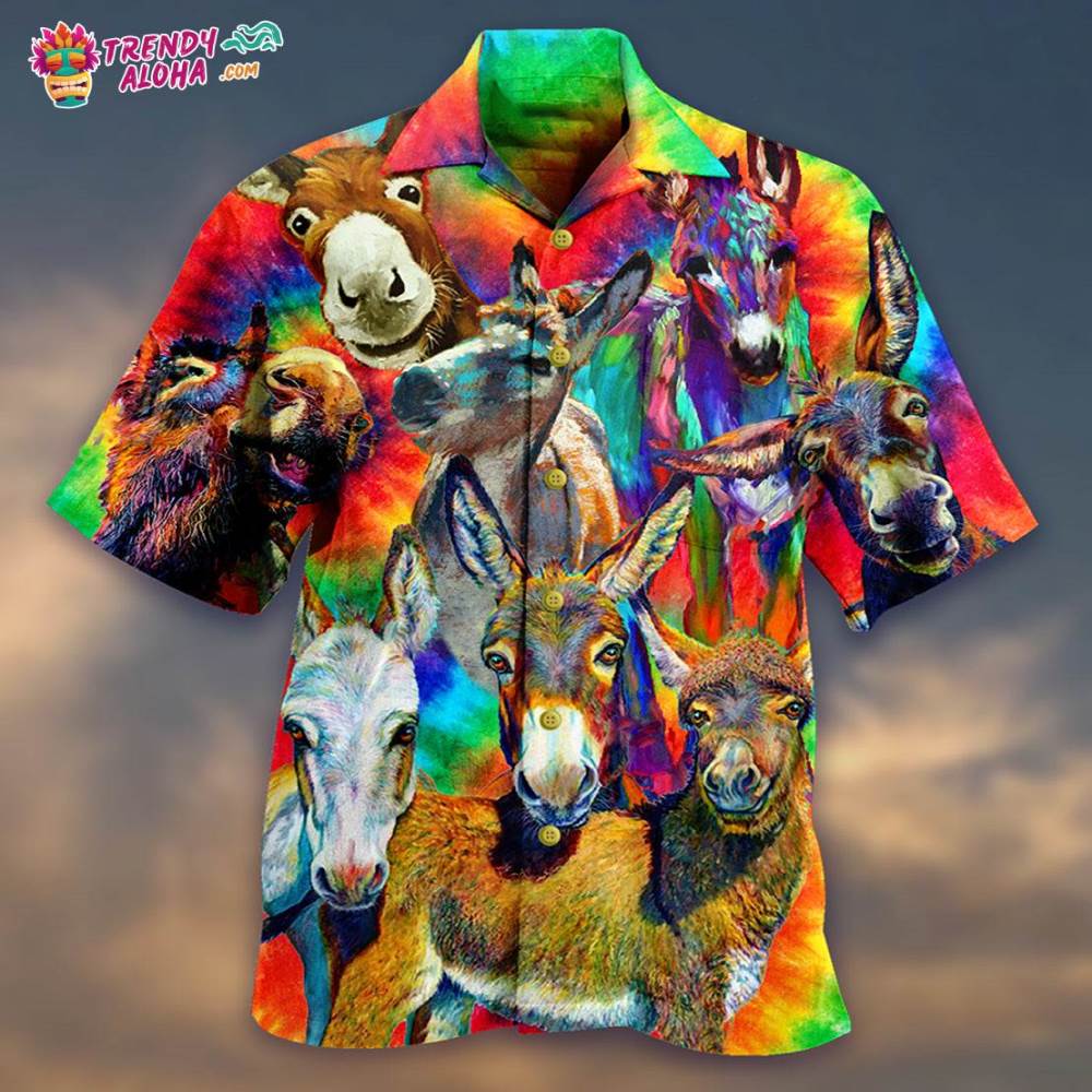 Donkey Animals Love Color Always Smile Hawaiian Shirt – Trendy Aloha