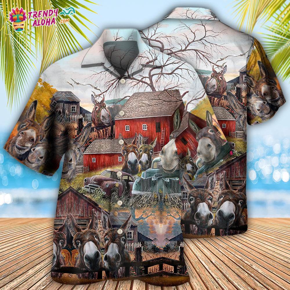 Donkey Animals Love Farm And Happiness Together Hawaiian Shirt – Trendy Aloha