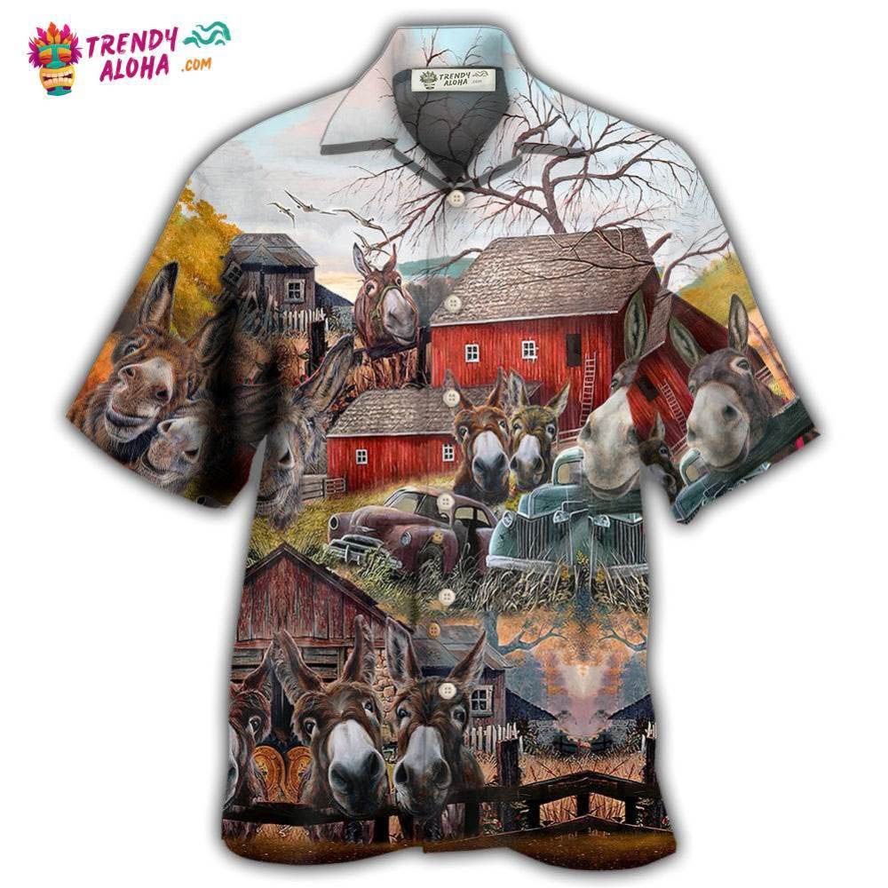 Donkey Animals Love Farm And Happiness Together Hawaiian Shirt – Trendy Aloha