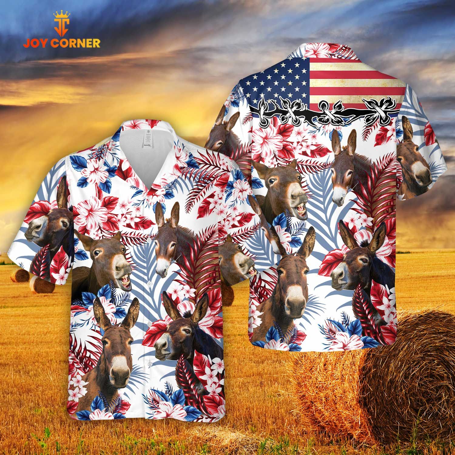 Donkeys Australian Flag Floral 3D Hawaiian Shirt Dazzling Print
