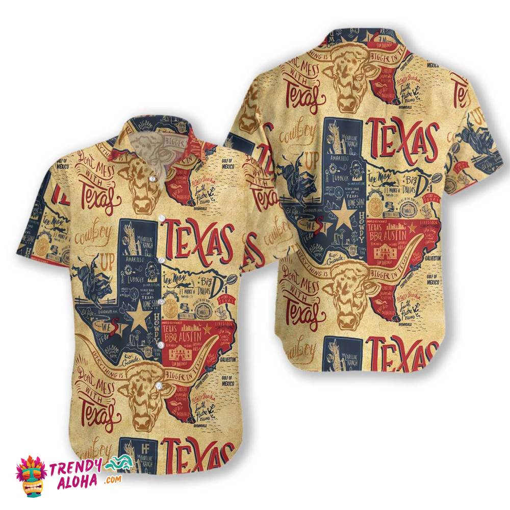 Don’t Mess With Texas Longhorns Shirt, Casual Short Sleeve State Of Texas Hawaiian Shirt For Men, Patriotic Texas Gift Ideas Don’t Mess With Texas Longhorns Shirt, Casual Short Sleeve State Of Texas Hawaiian Shirt For Men, Patriotic Texas Gift Ideas