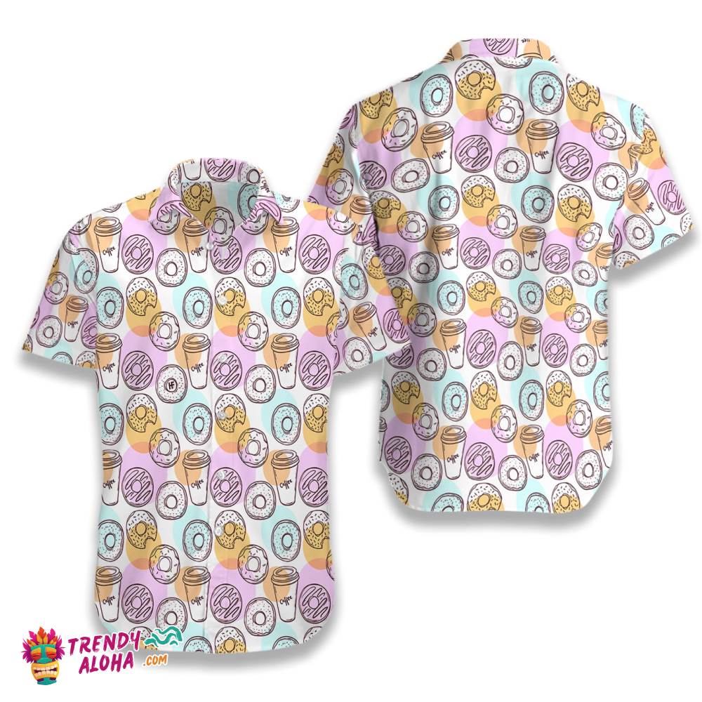 Donut And Coffee Seamless Pattern Hawaiian Shirt Donut And Coffee Seamless Pattern Hawaiian Shirt
