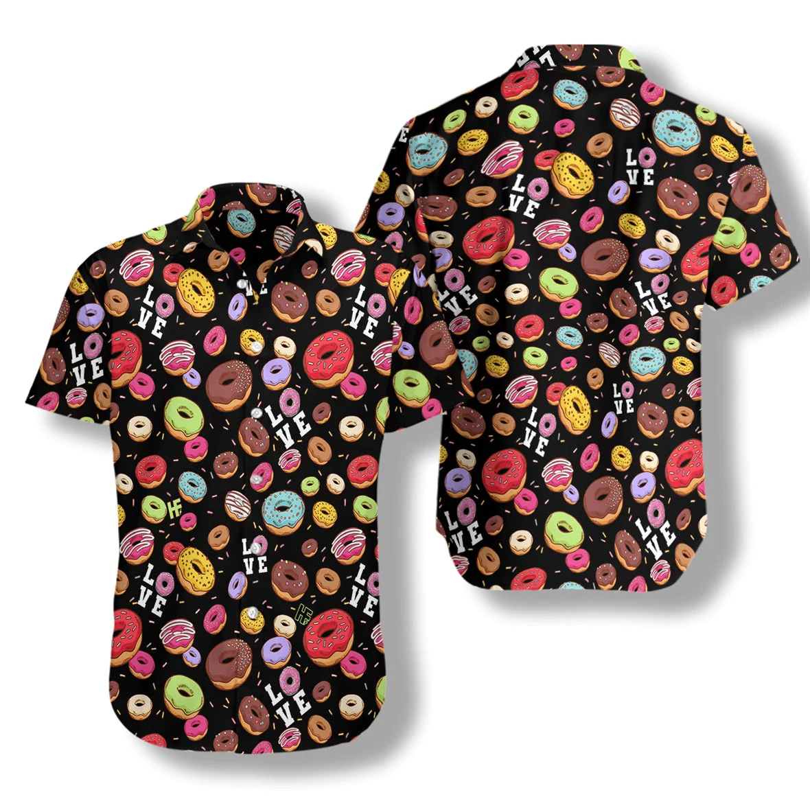 Donut Black Trendy Hawaiian Shirt, Colorful Summer Aloha Shirt For Men Women