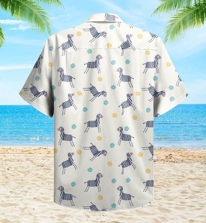 Doodle Colorful Zebra Beige Trendy Hawaiian Shirt 3D