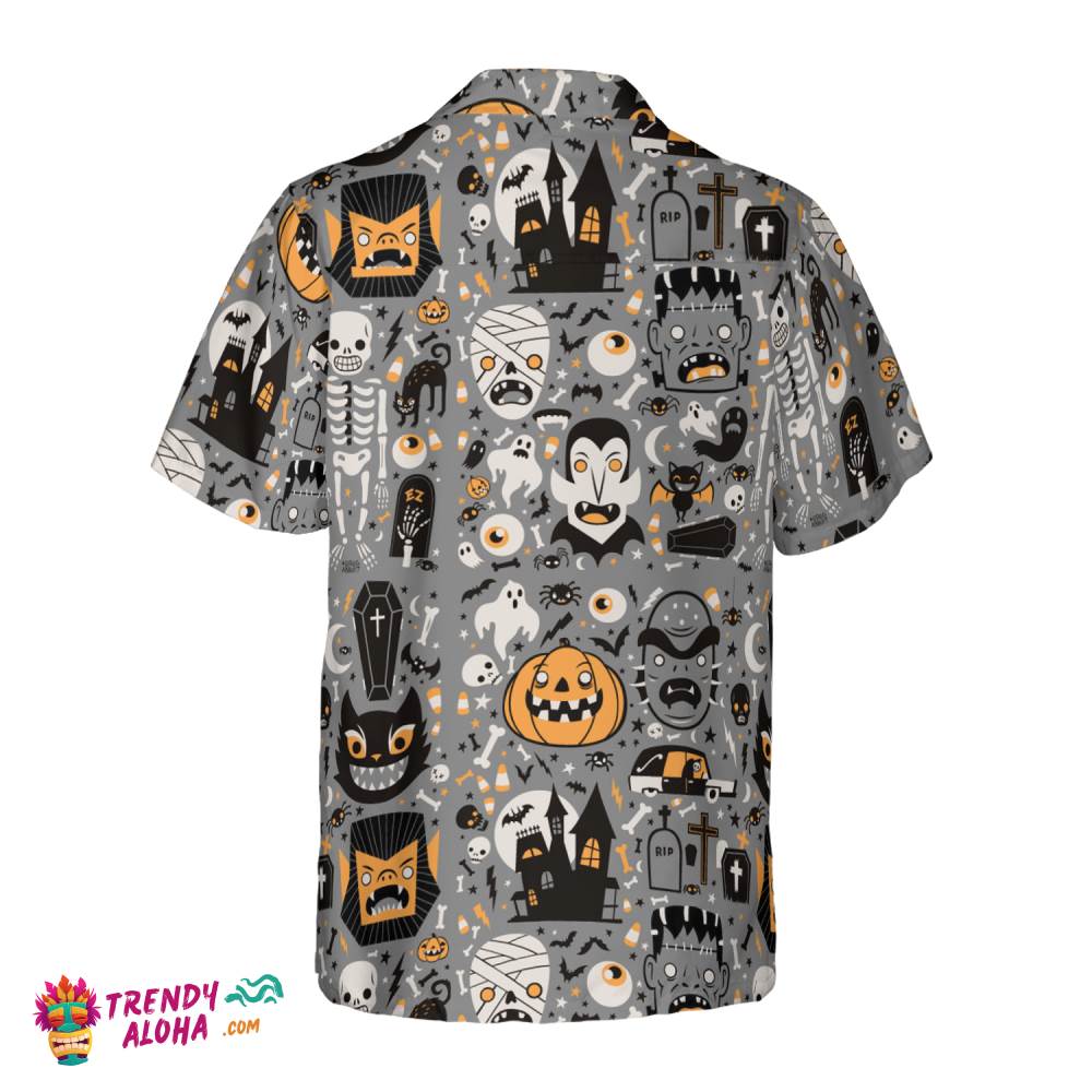 Doodle Pattern Happy Halloween Hawaiian Shirt
