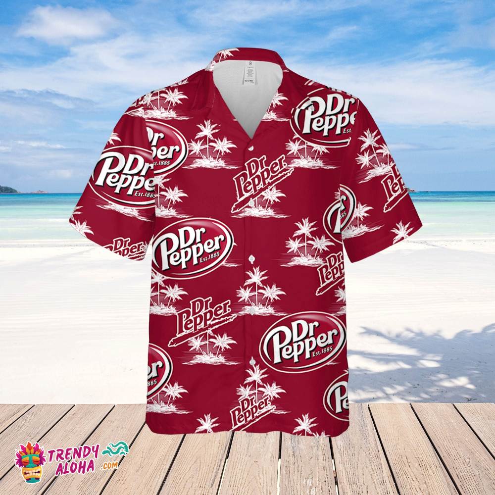 Dr.Pepper Hawaiian Coconut Island Pattern Hawaiian Beer Lover Shirt, Classic Flowers Beer Aloha Shirt