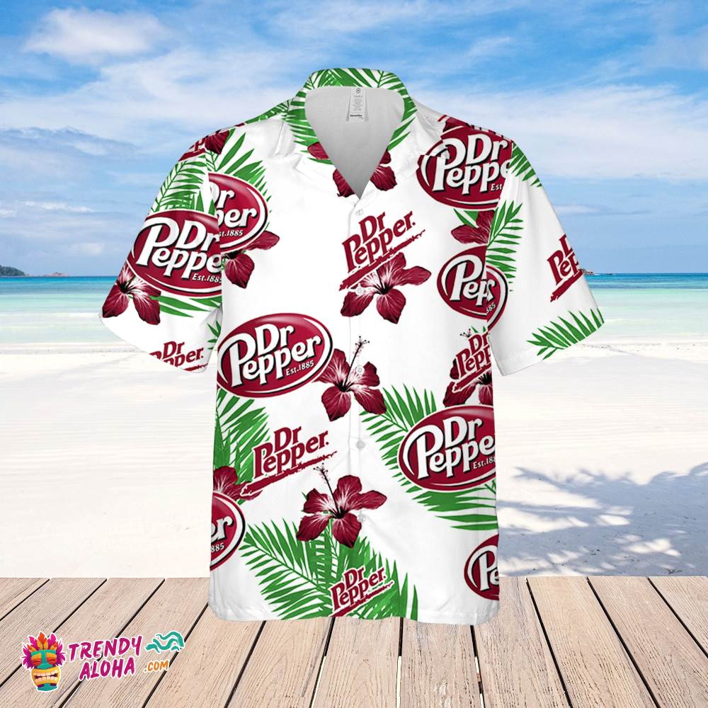 Dr.Pepper Hawaiian Hibiscus Flower Pattern,Tropical Beach Shirt, Hawaiian Flower Shirt, Hawaiian Beer Shirt