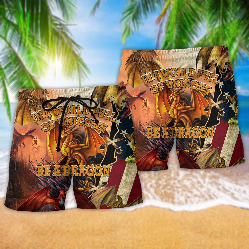 Dragon American Love Life With Hot Fire Trendy Aloha Hawaiian Beach Shorts