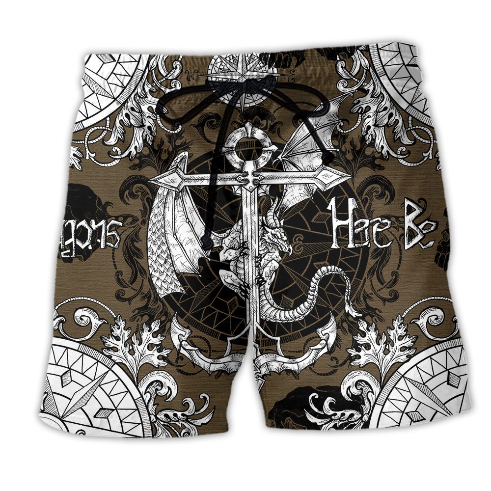 Dragon Anchor Vintage Sea Life Trendy Aloha Hawaiian Beach Shorts Dragon Anchor Vintage Sea Life Trendy Aloha Hawaiian Beach Shorts