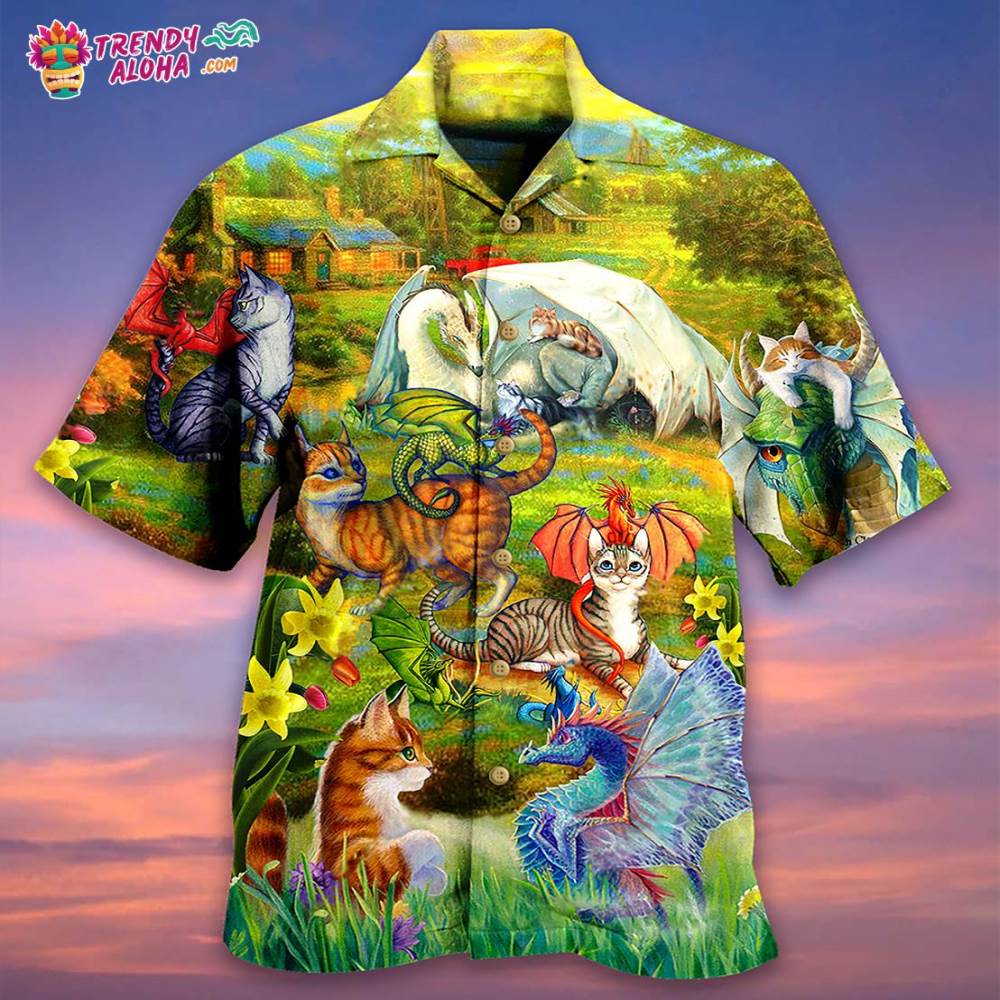 Dragon And Cats Love Life Beautiful Nature Hawaiian Shirt – Trendy Aloha