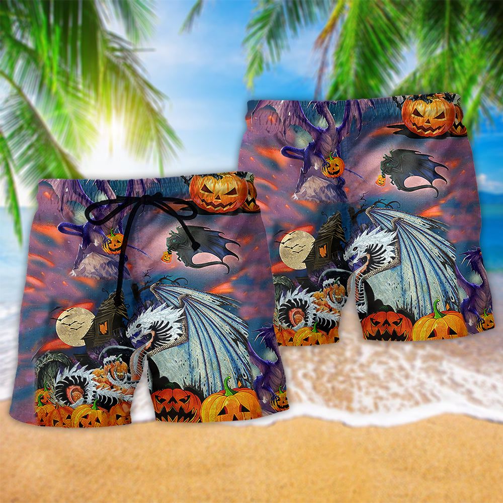 Dragon And Halloween Scaredy Trendy Aloha Hawaiian Beach Shorts
