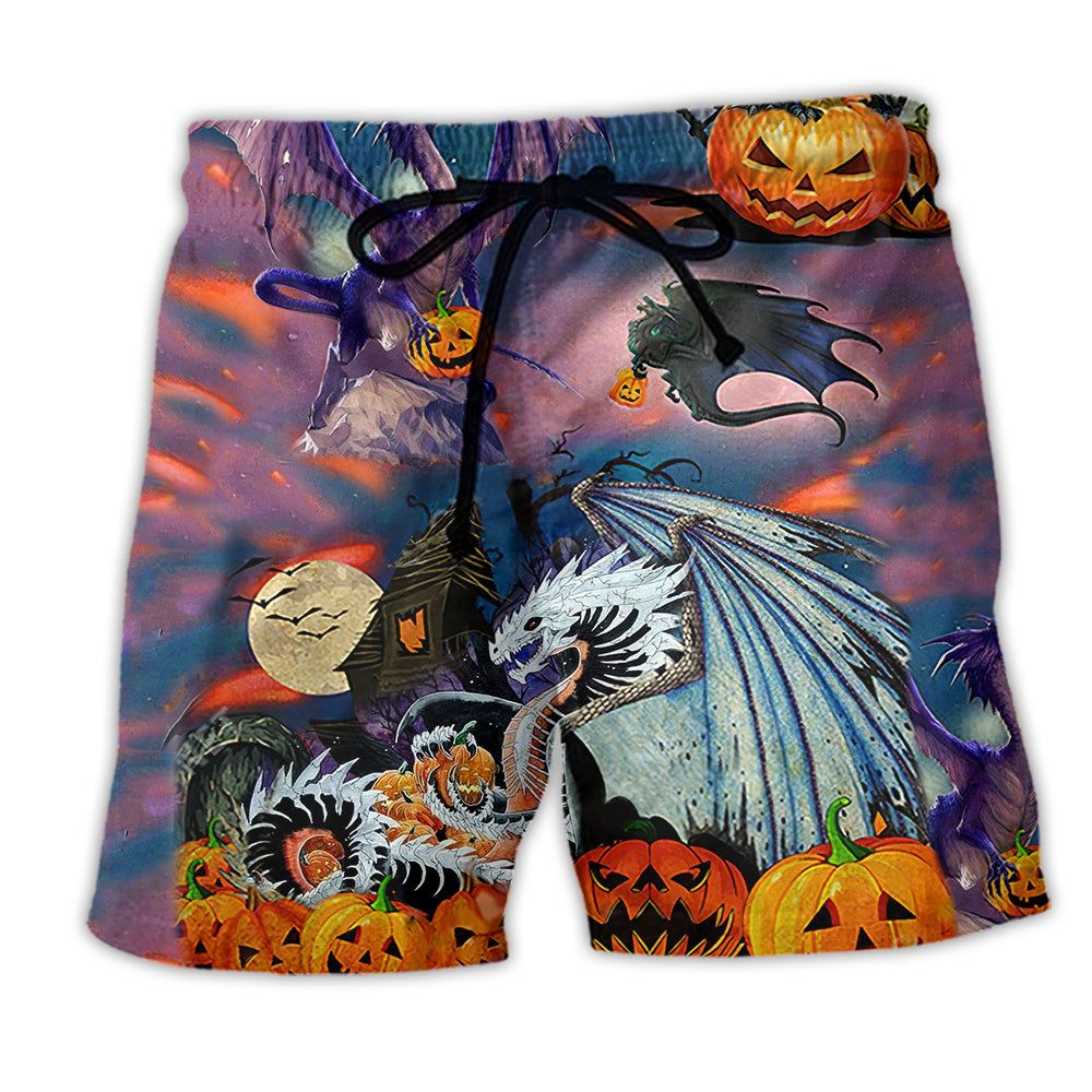 Dragon And Halloween Scaredy Trendy Aloha Hawaiian Beach Shorts