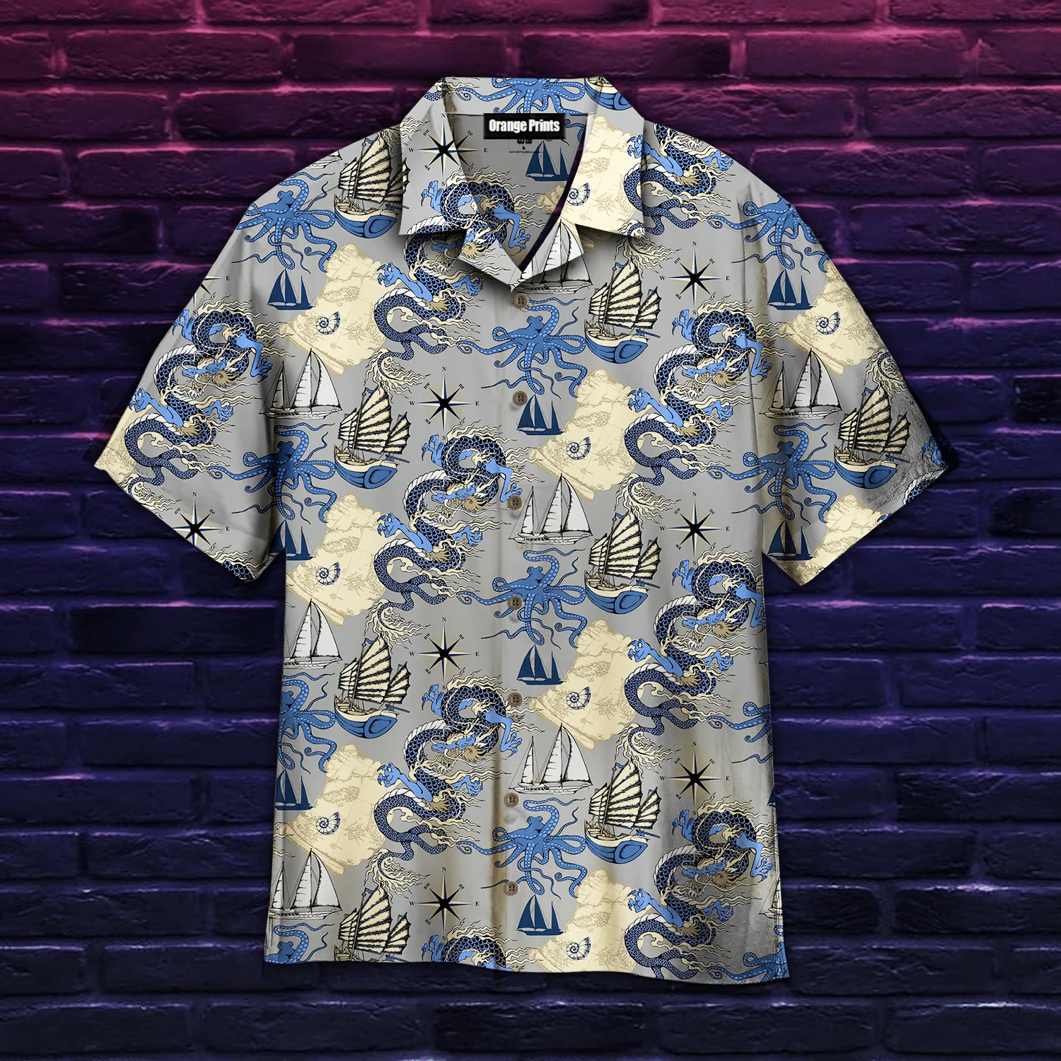 Dragon And Octopus Sea Voyages Seamless Trendy Hawaiian Shirt  Aloha Shirt