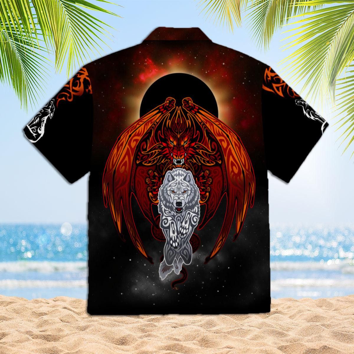 Dragon And Wolf Trendy Hawaiian Shirt