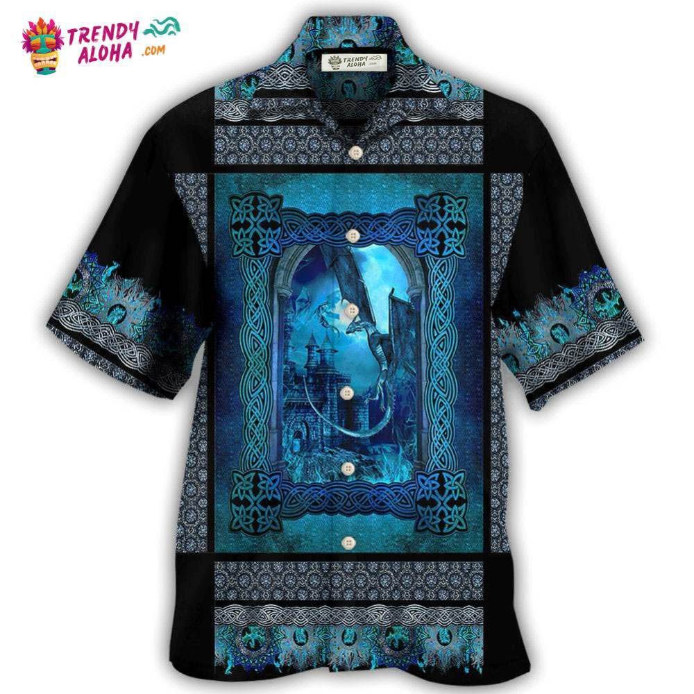 Dragon Blue Viking Pattern Hawaiian Shirt – Trendy Aloha