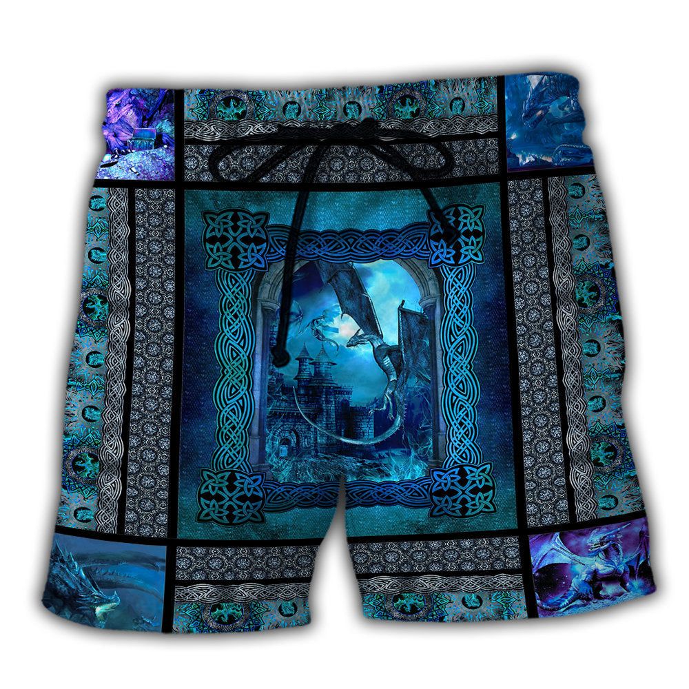 Dragon Blue Viking Pattern Trendy Aloha Hawaiian Beach Shorts Dragon Blue Viking Pattern Trendy Aloha Hawaiian Beach Shorts