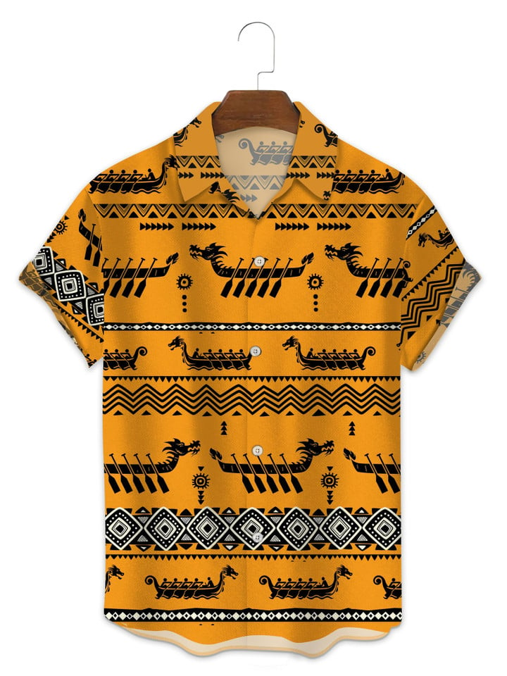 Dragon Boat Egypt Partern Trendy Hawaiian Shirt