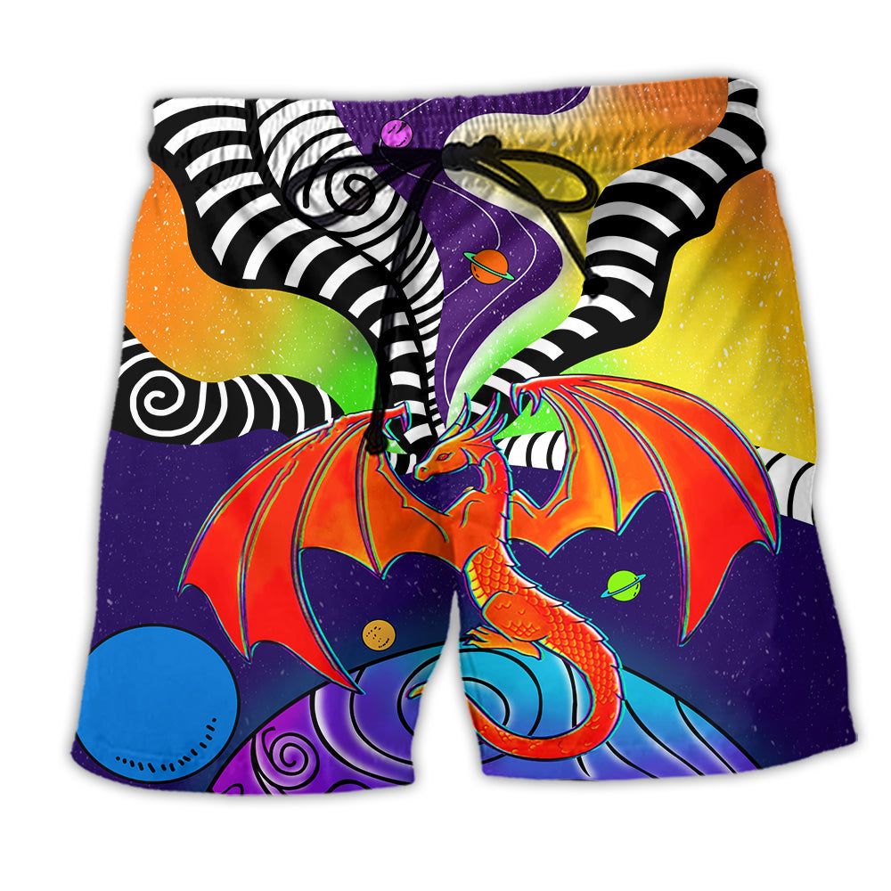 Dragon Color Galaxy Style Trendy Aloha Hawaiian Beach Shorts