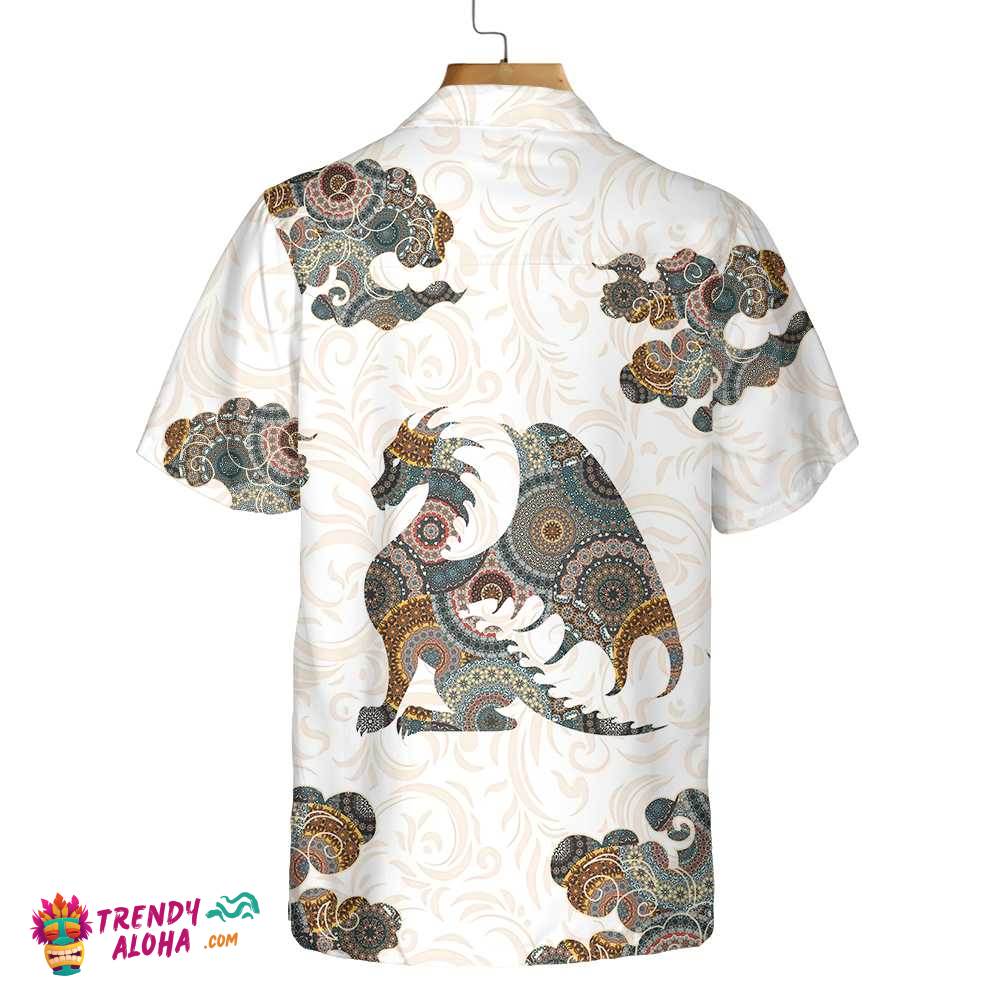 Dragon Colorful Mandala Hawaiian Shirt, Dragon Silhouette Shirt, Best Gift For Dragon Lovers