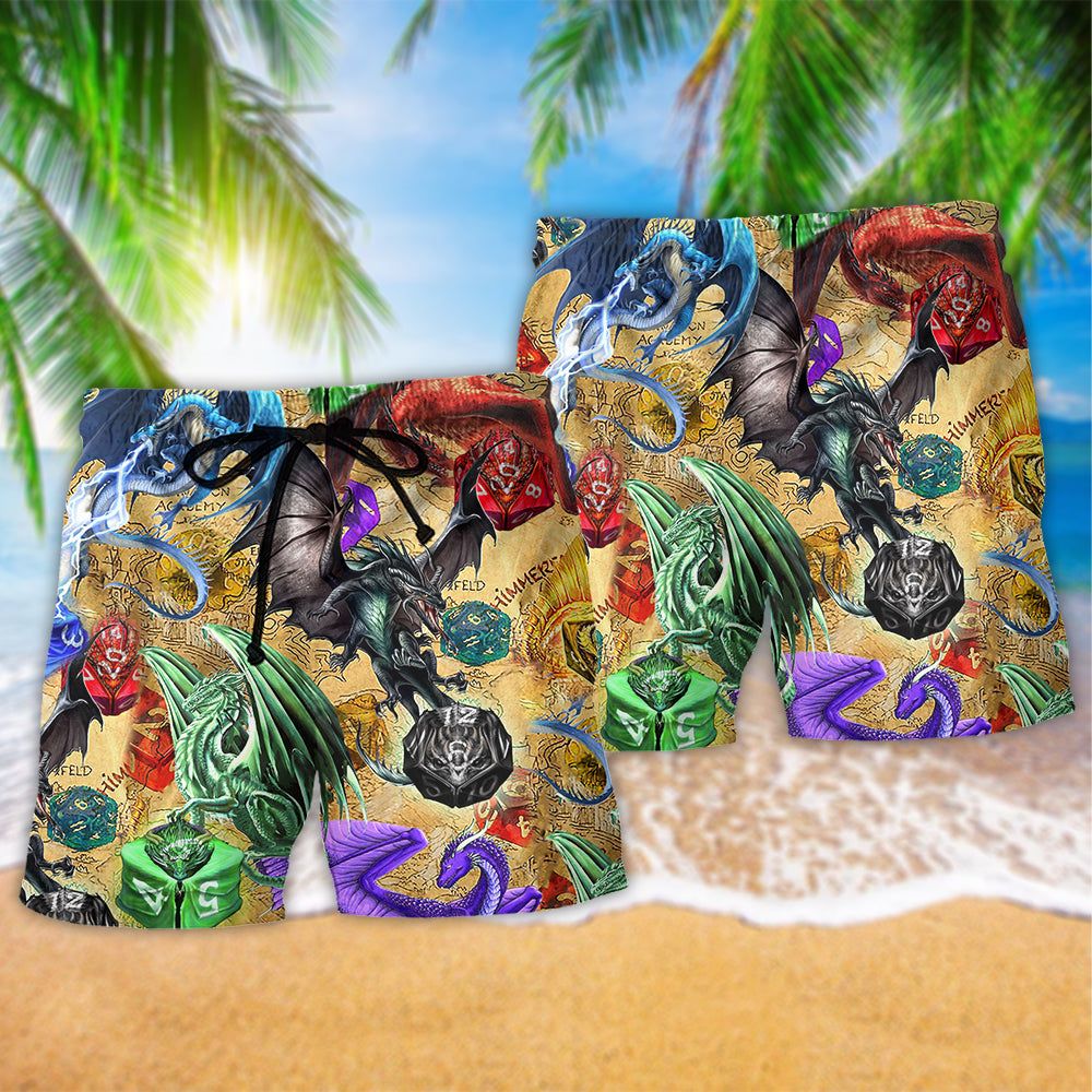 Dragon D20 Love Colorful Life Trendy Aloha Hawaiian Beach Shorts