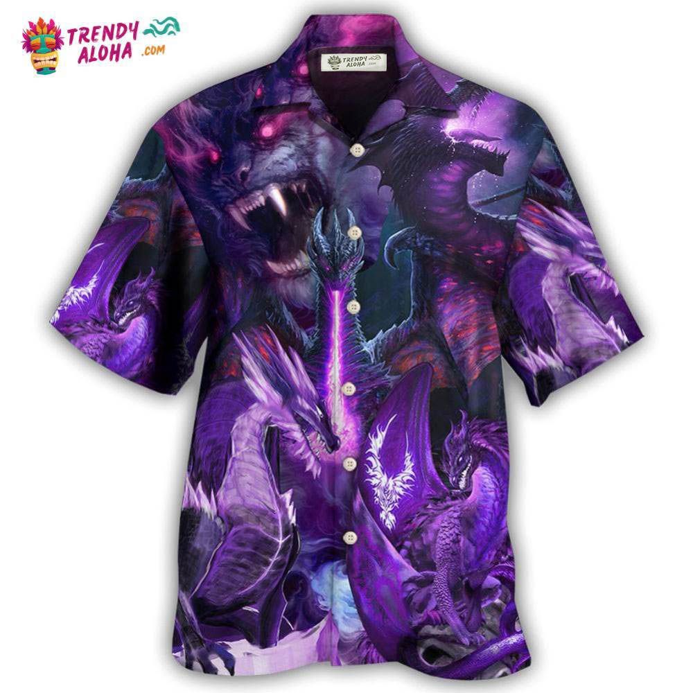 Dragon Dark Purple Lightning Art Style Hawaiian Shirt – Trendy Aloha