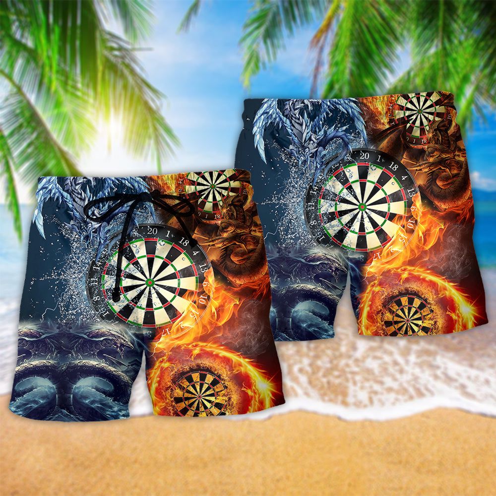 Dragon Darts Love Life With Fire Trendy Aloha Hawaiian Beach Shorts