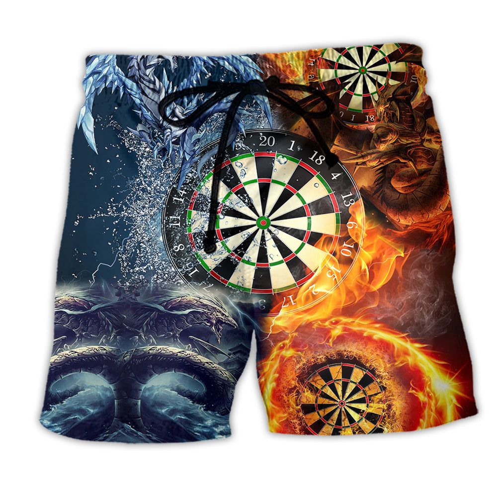 Dragon Darts Love Life With Fire Trendy Aloha Hawaiian Beach Shorts