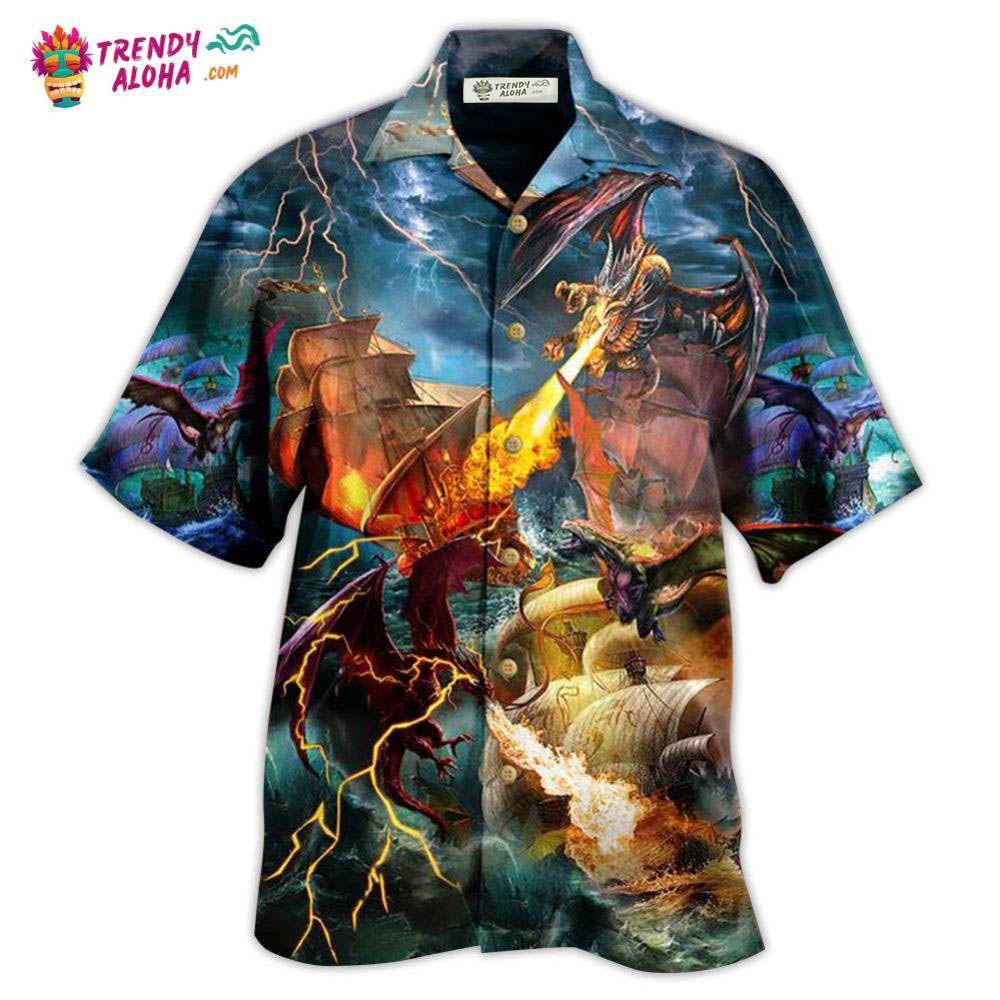 Dragon Fight With The Pirate Ship Hawaiian Shirt – Trendy Aloha
