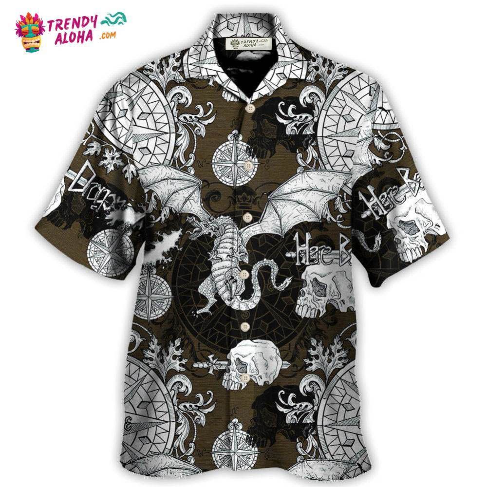 Dragon Flying With Skull Gothic Style Hawaiian Shirt – Trendy Aloha