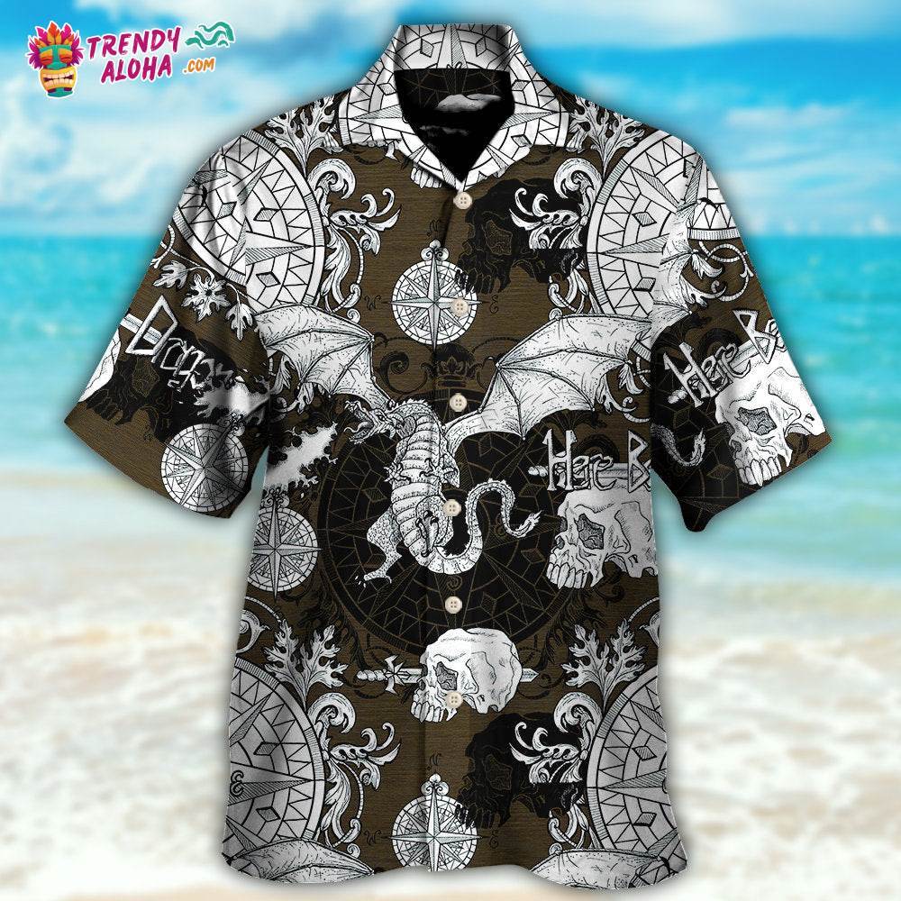 Dragon Flying With Skull Gothic Style Hawaiian Shirt – Trendy Aloha