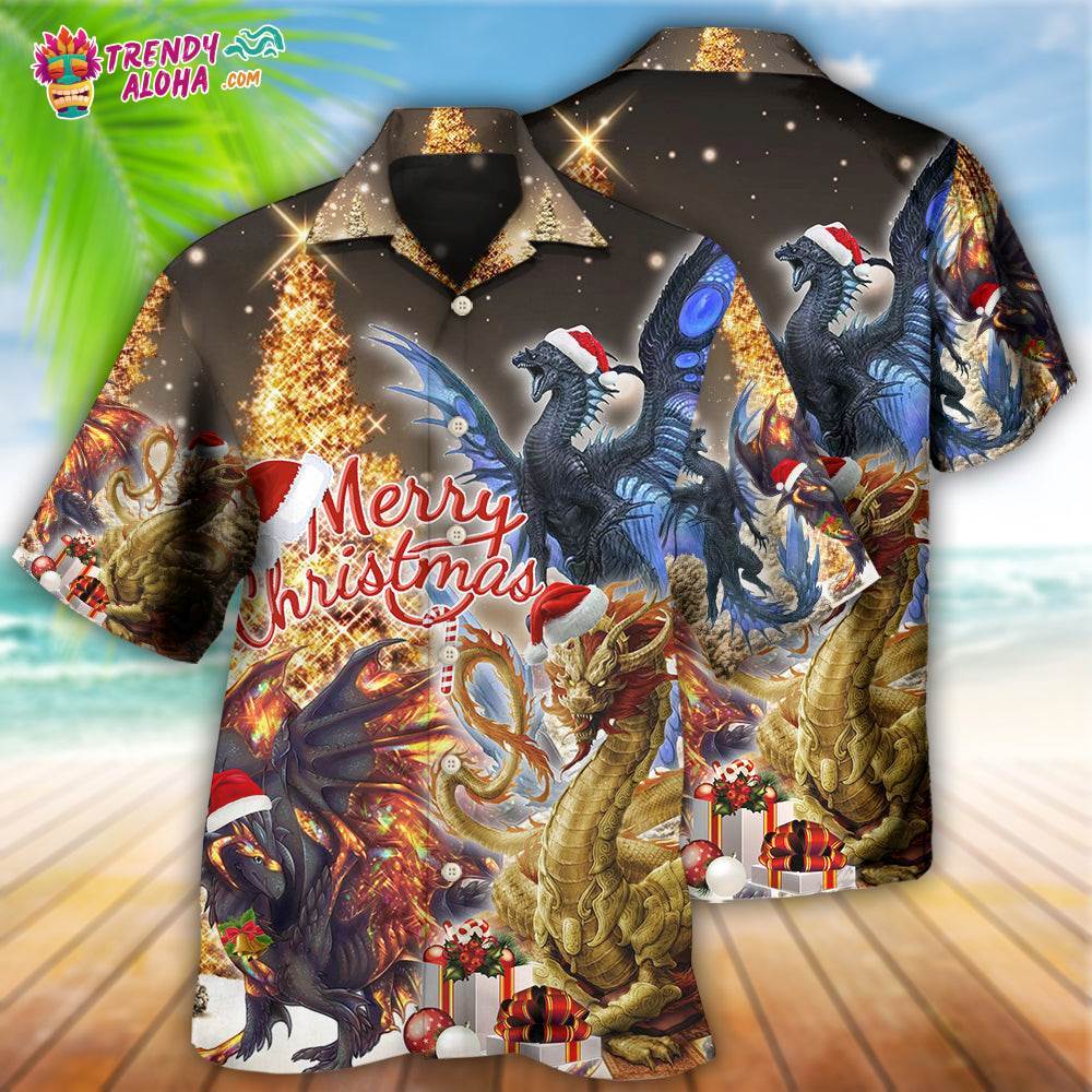 Dragon Gold Merry Christmas Amazing Hawaiian Shirt – Trendy Aloha