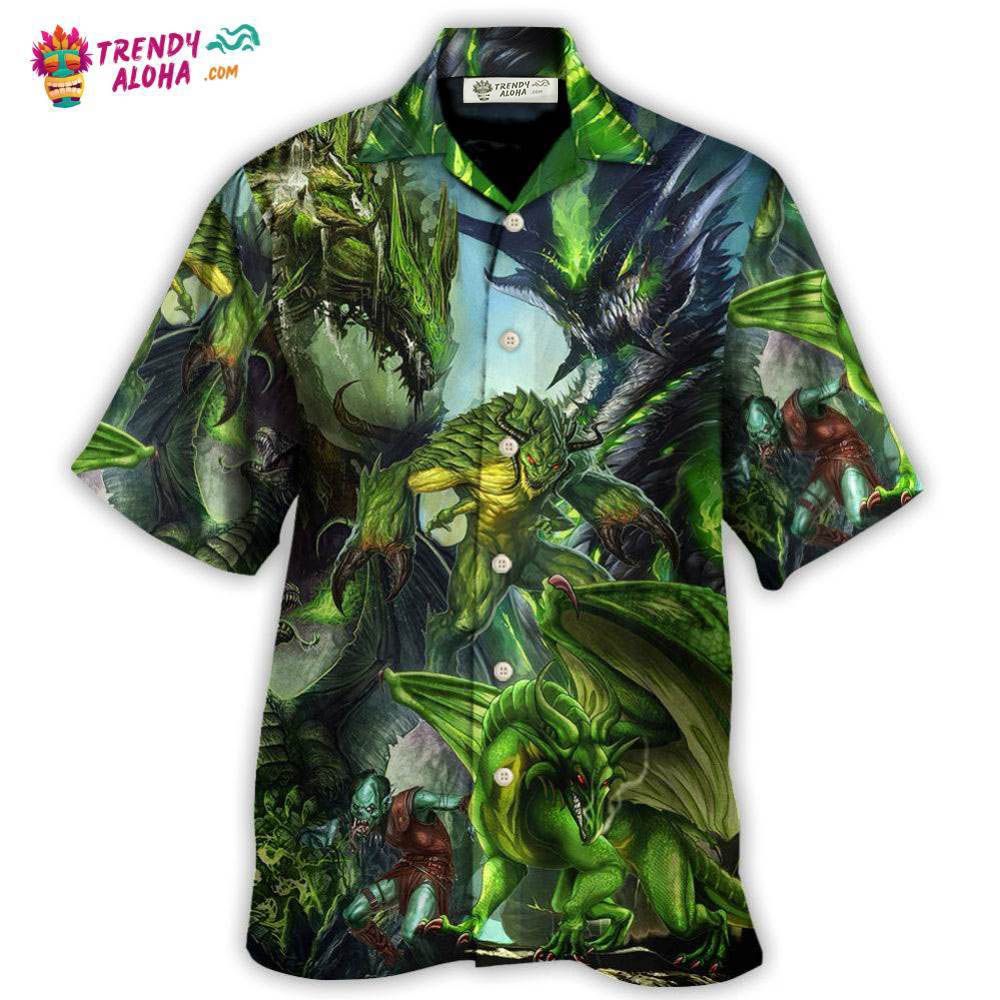 Dragon Green Skull Lover Art Style Hawaiian Shirt – Trendy Aloha