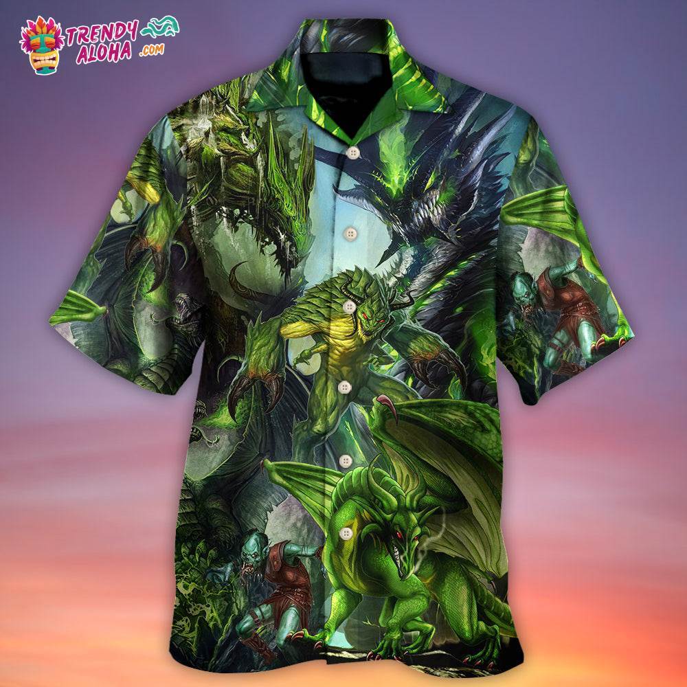 Dragon Green Skull Lover Art Style Hawaiian Shirt – Trendy Aloha
