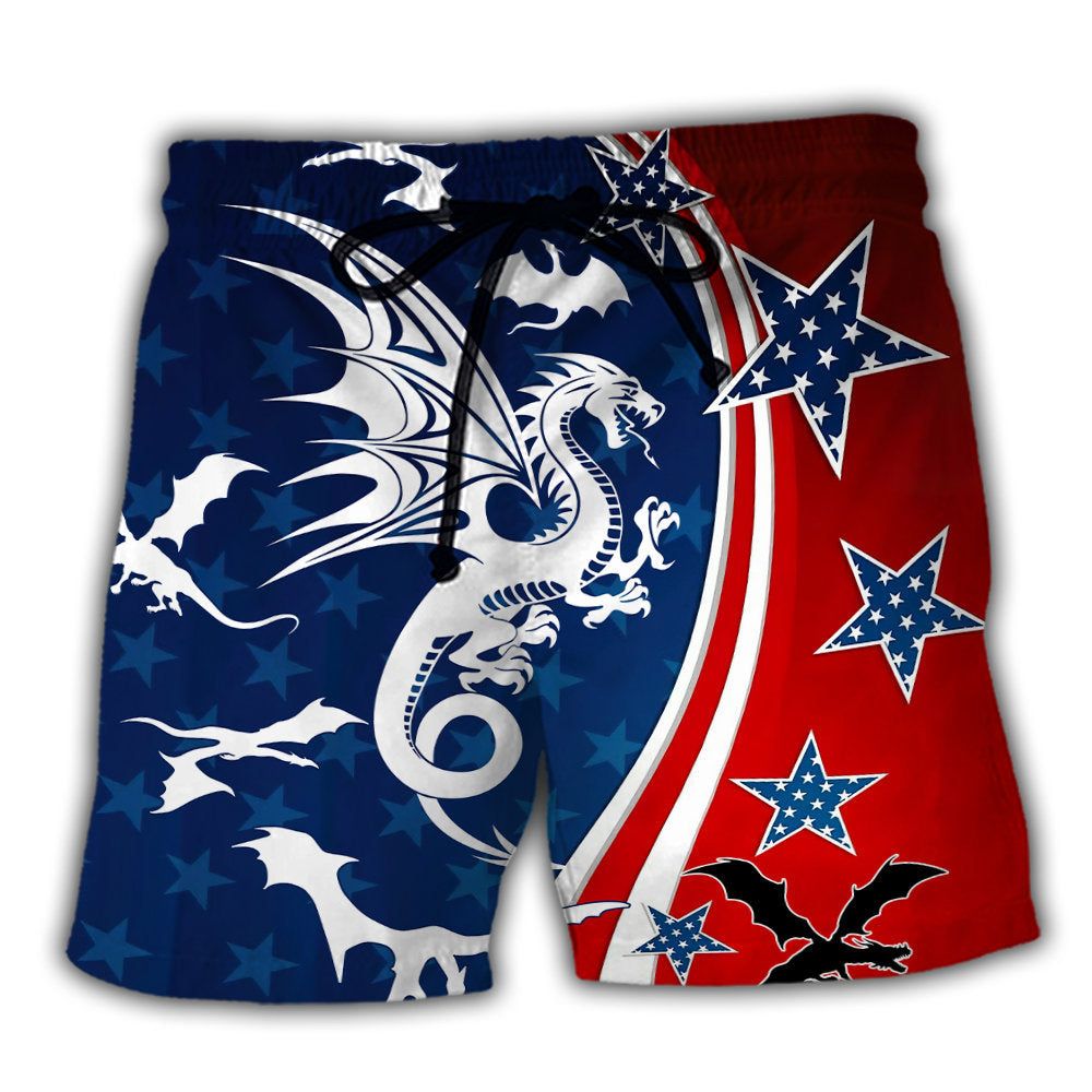 Dragon Independence Day America Trendy Aloha Hawaiian Beach Shorts